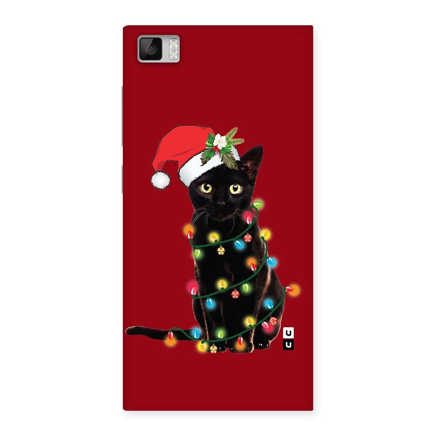 Christmas Cap Cute Cat Back Case for Mi3