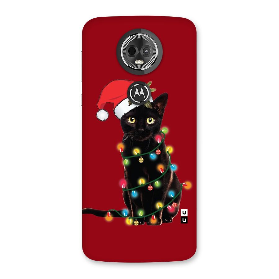 Christmas Cap Cute Cat Back Case for Moto E5 Plus