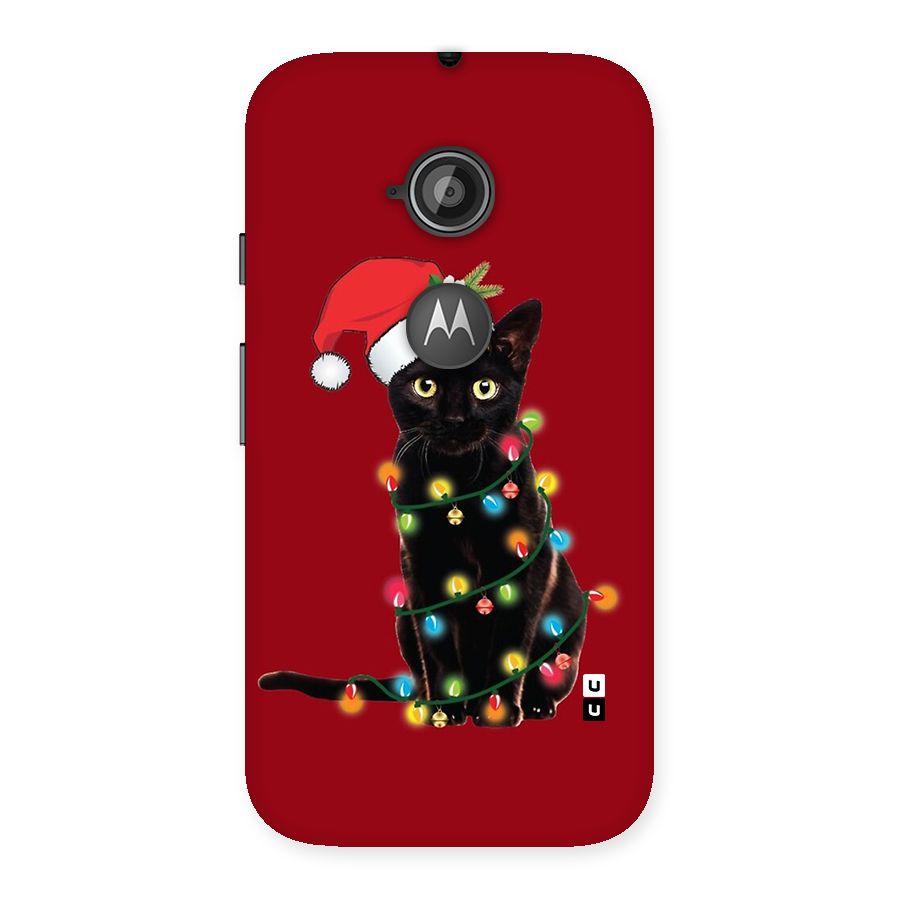 Christmas Cap Cute Cat Back Case for Moto E 2nd Gen