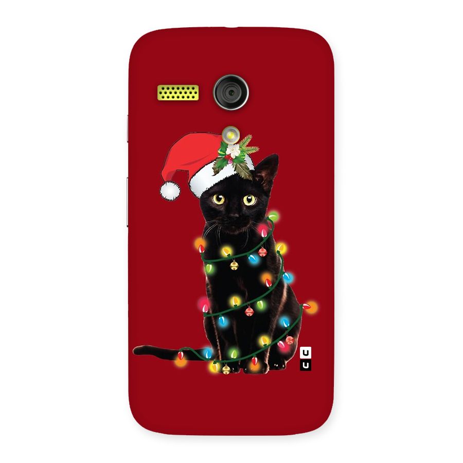 Christmas Cap Cute Cat Back Case for Moto G