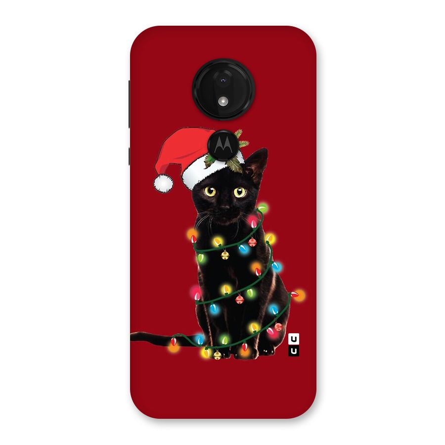 Christmas Cap Cute Cat Back Case for Moto G7 Power