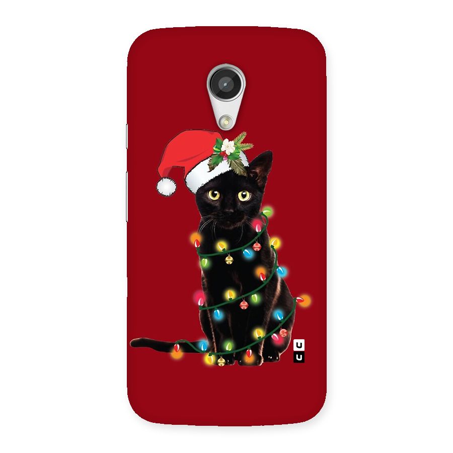 Christmas Cap Cute Cat Back Case for Moto G 2nd Gen