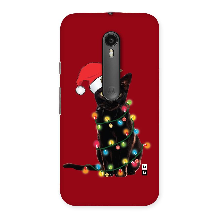 Christmas Cap Cute Cat Back Case for Moto G Turbo