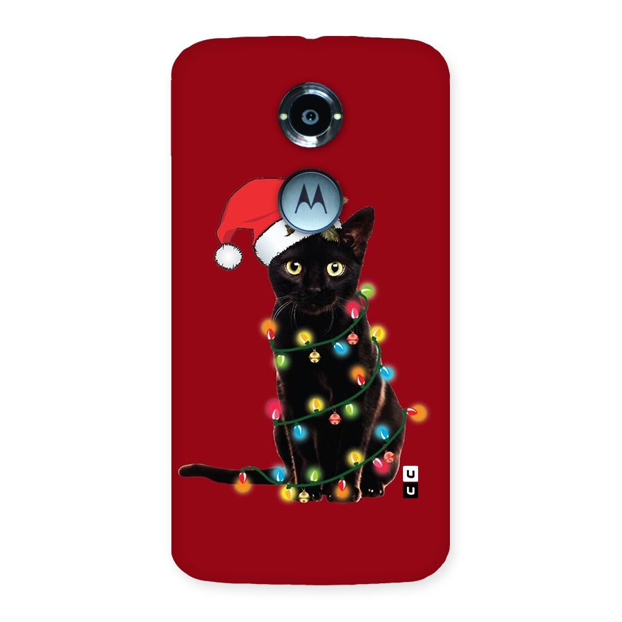 Christmas Cap Cute Cat Back Case for Moto X2