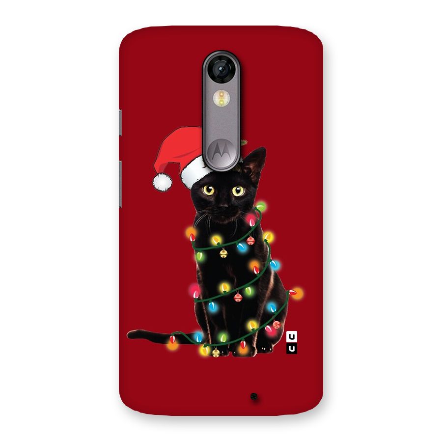 Christmas Cap Cute Cat Back Case for Moto X Force