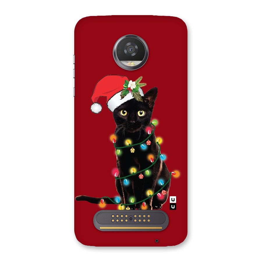 Christmas Cap Cute Cat Back Case for Moto Z2 Play