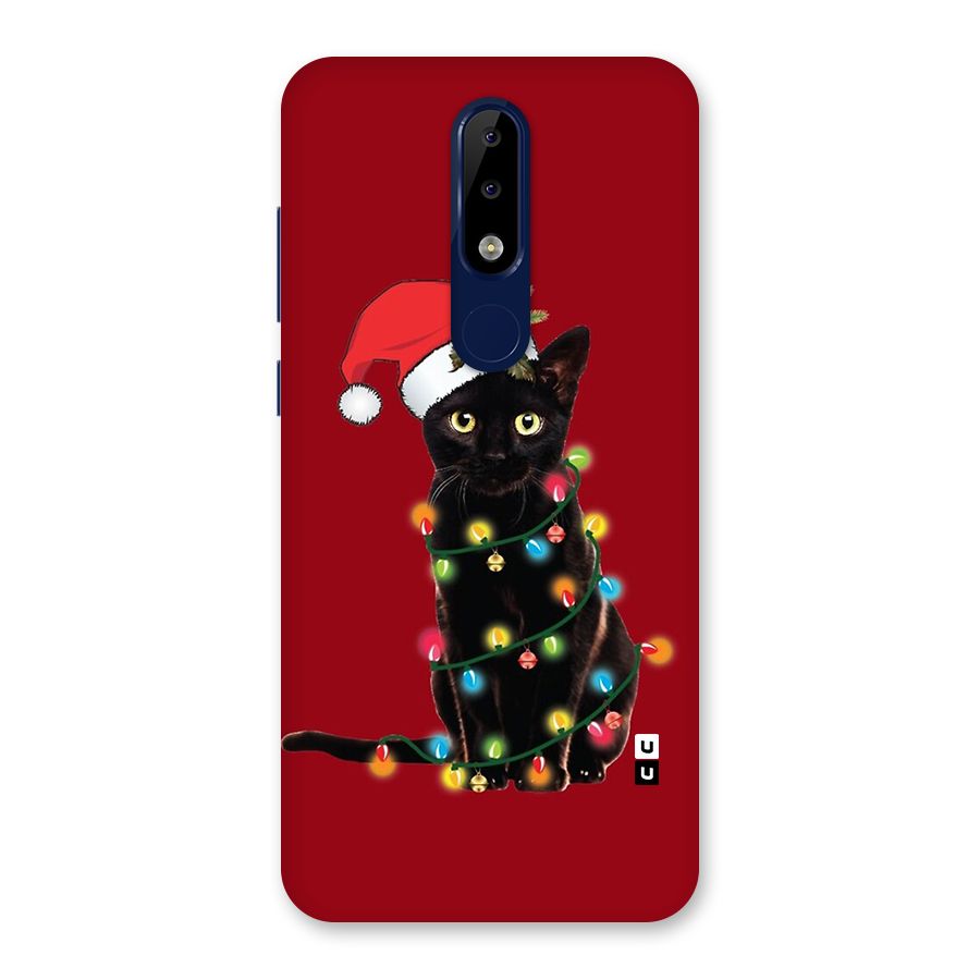 Christmas Cap Cute Cat Back Case for Nokia 5.1 Plus