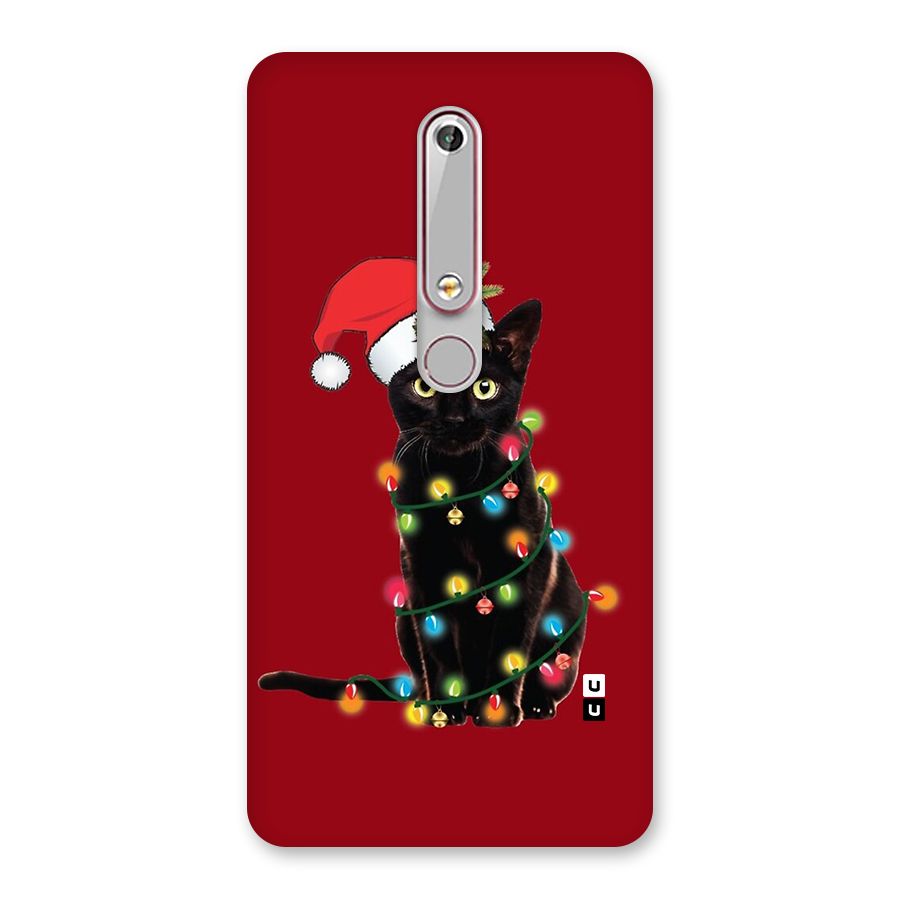 Christmas Cap Cute Cat Back Case for Nokia 6.1
