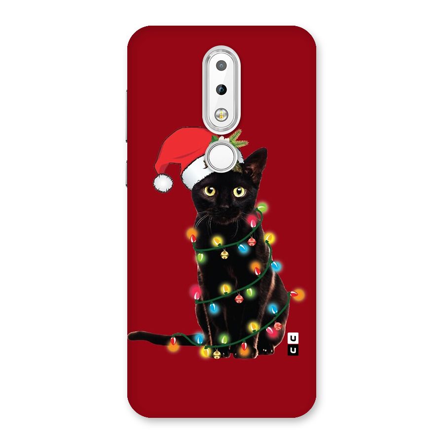 Christmas Cap Cute Cat Back Case for Nokia 6.1 Plus