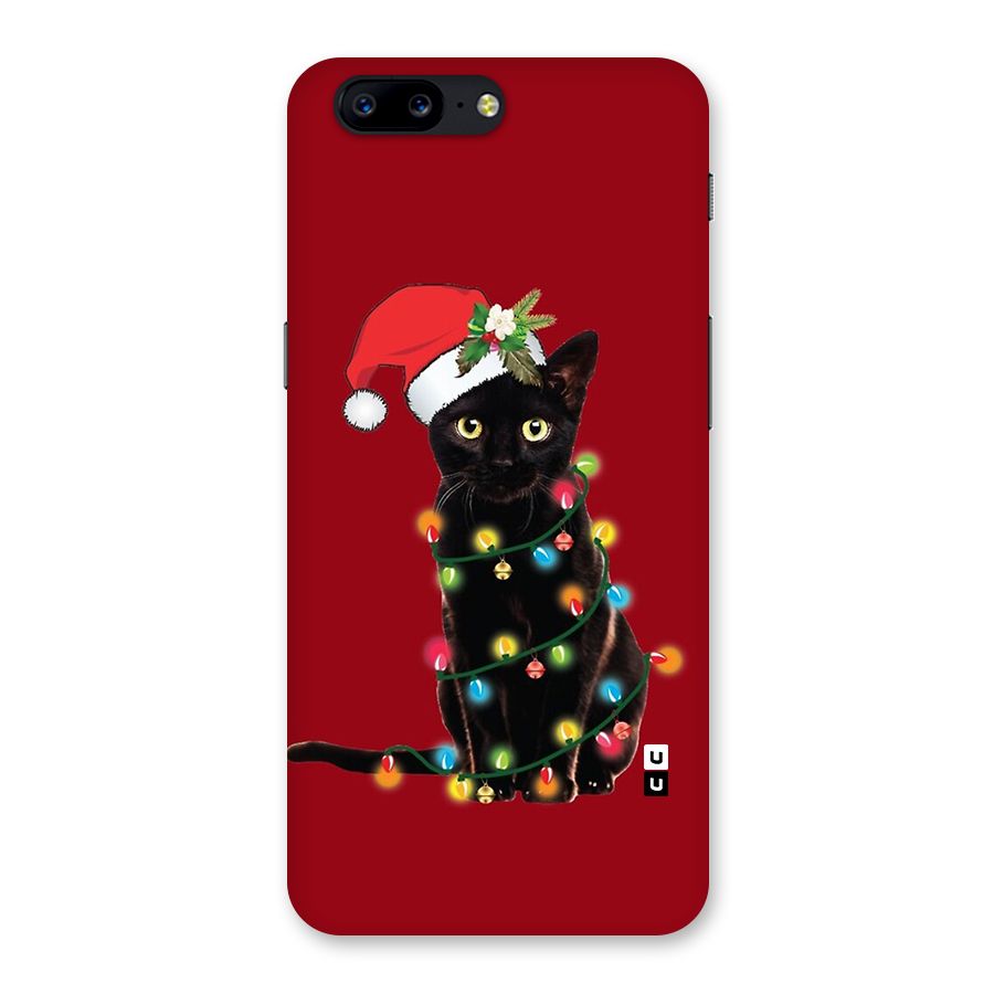 Christmas Cap Cute Cat Back Case for OnePlus 5