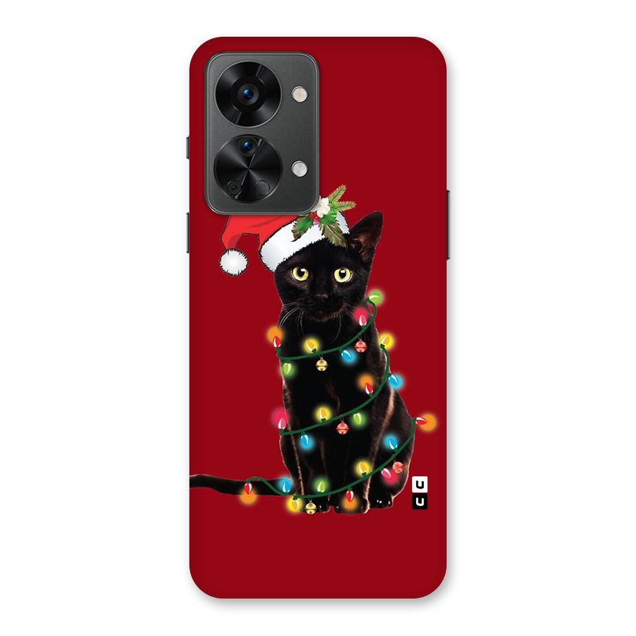 Christmas Cap Cute Cat Back Case for OnePlus Nord 2T
