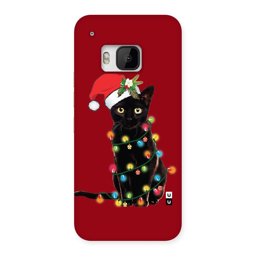 Christmas Cap Cute Cat Back Case for One M9