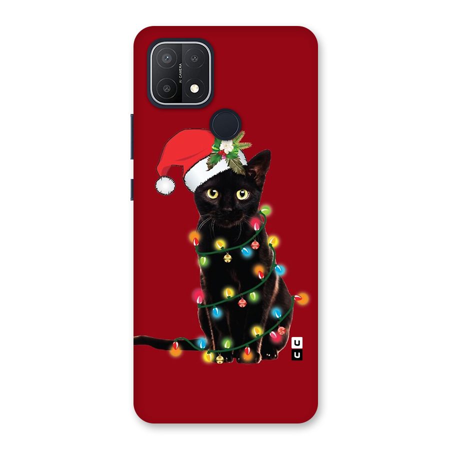 Christmas Cap Cute Cat Back Case for Oppo A15s
