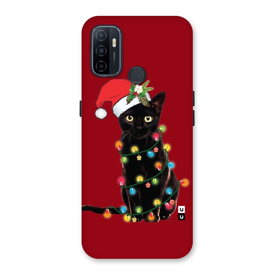 Christmas Cap Cute Cat Back Case for Oppo A32