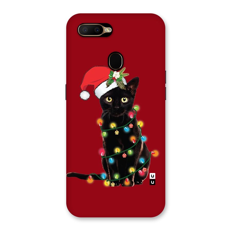 Christmas Cap Cute Cat Back Case for Oppo A5s