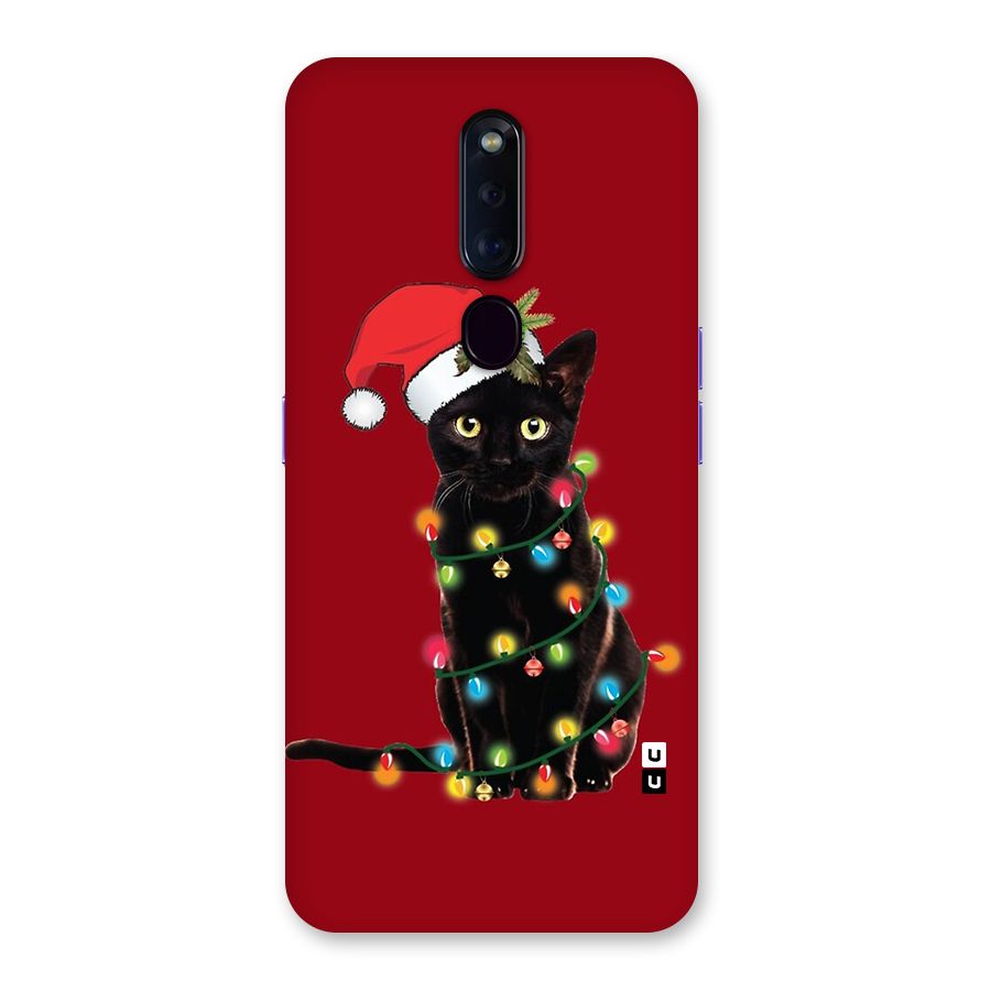 Christmas Cap Cute Cat Back Case for Oppo F11 Pro