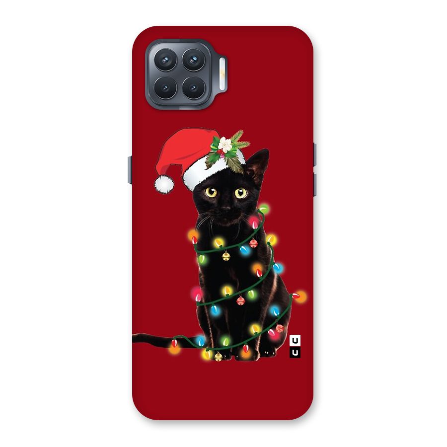 Christmas Cap Cute Cat Back Case for Oppo F17 Pro