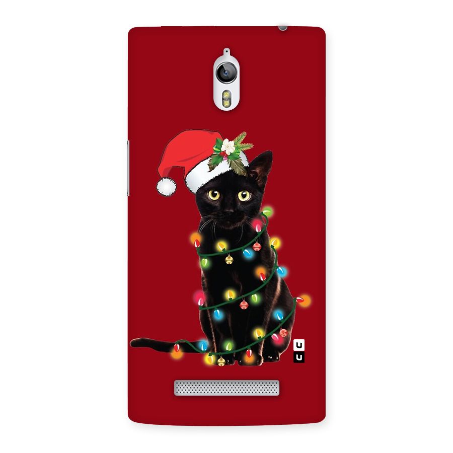 Christmas Cap Cute Cat Back Case for Oppo Find 7