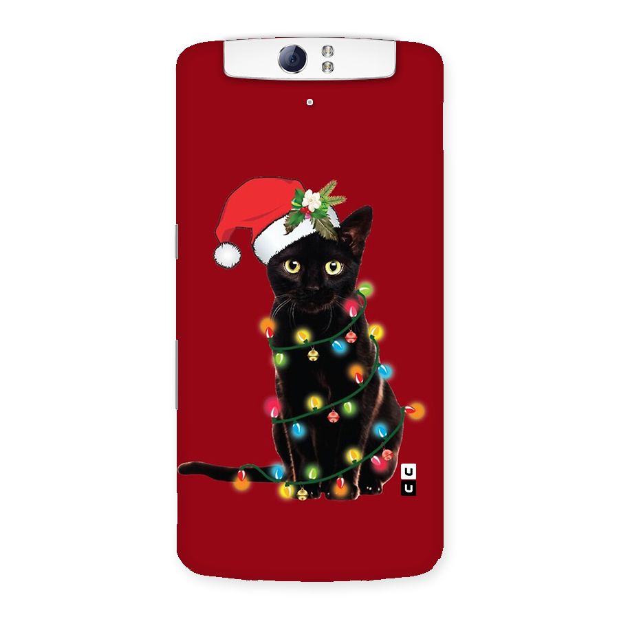 Christmas Cap Cute Cat Back Case for Oppo N1