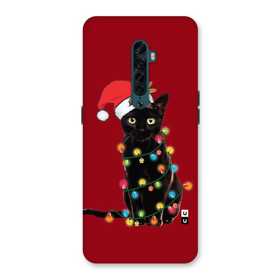 Christmas Cap Cute Cat Back Case for Oppo Reno2