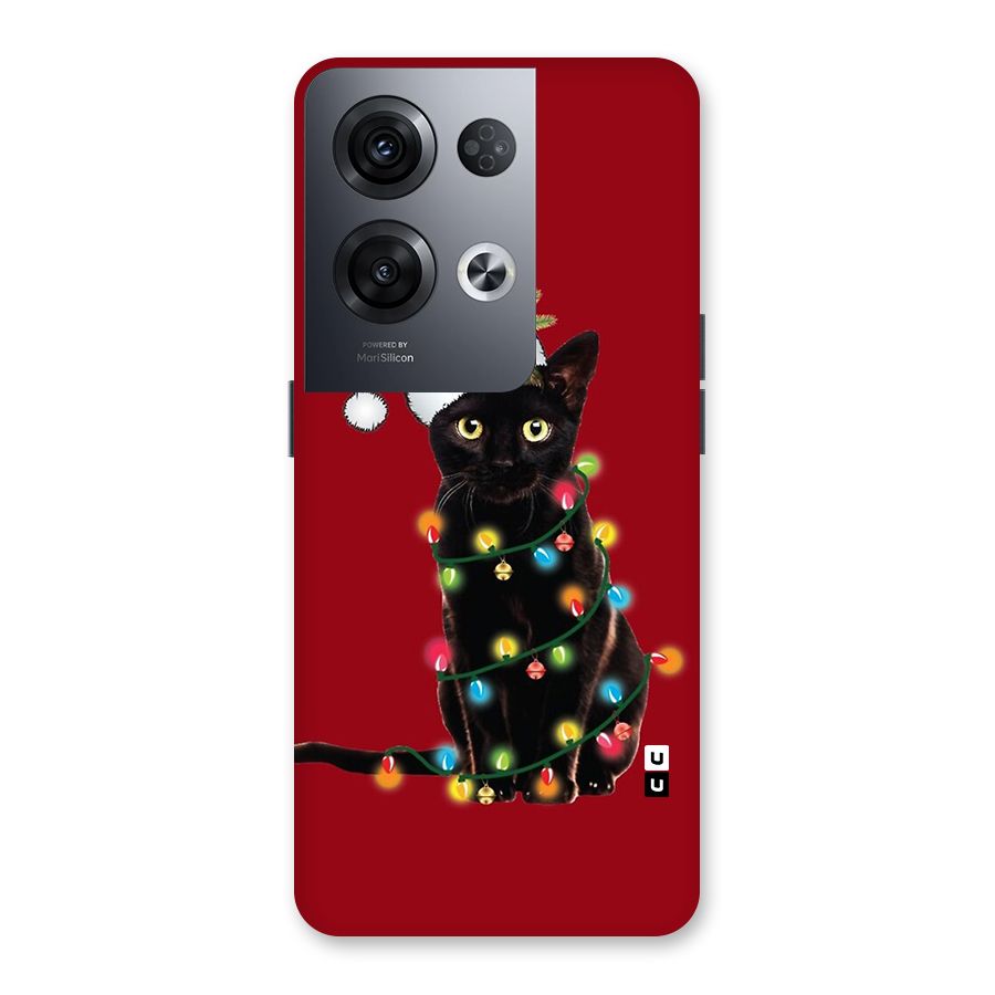 Christmas Cap Cute Cat Back Case for Oppo Reno8 Pro 5G