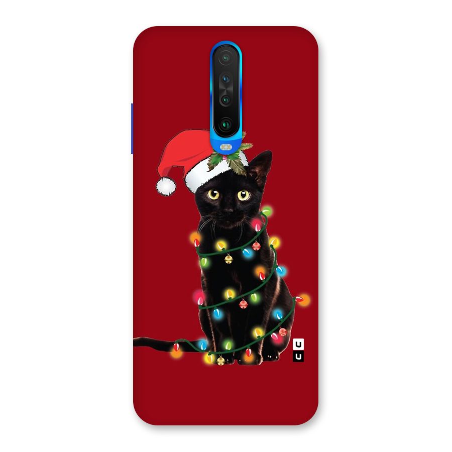 Christmas Cap Cute Cat Back Case for Poco X2