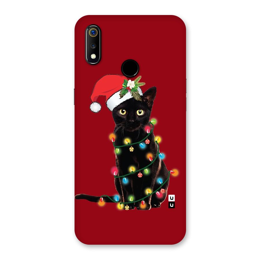 Christmas Cap Cute Cat Back Case for Realme 3