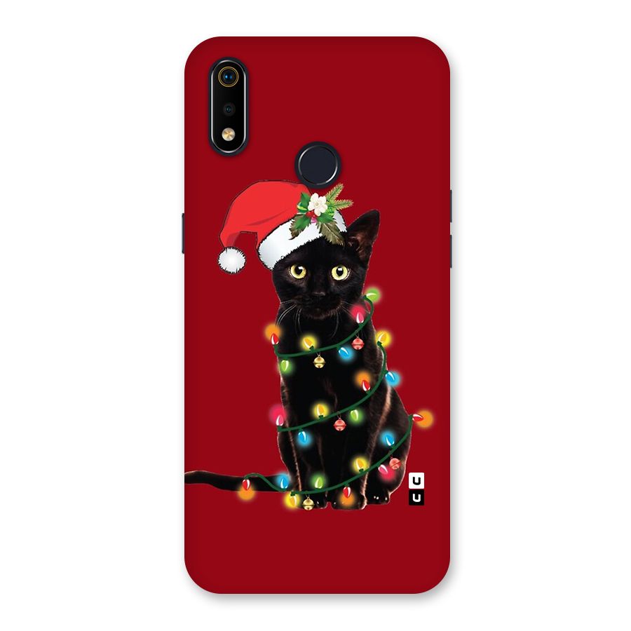 Christmas Cap Cute Cat Back Case for Realme 3i