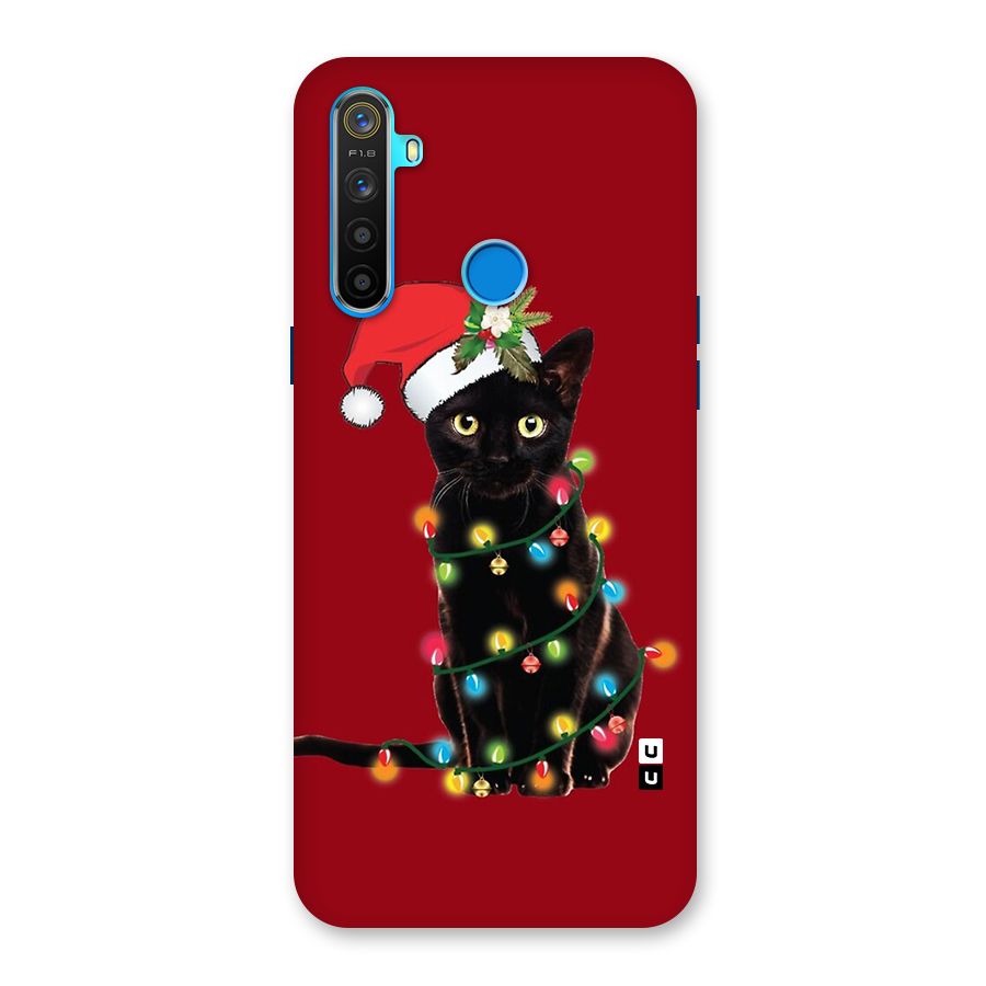 Christmas Cap Cute Cat Back Case for Realme 5