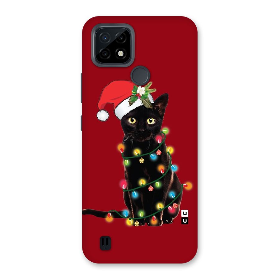 Christmas Cap Cute Cat Back Case for Realme C21