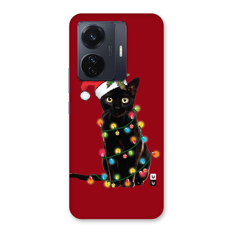 Christmas Cap Cute Cat Back Case for Vivo T1 Pro