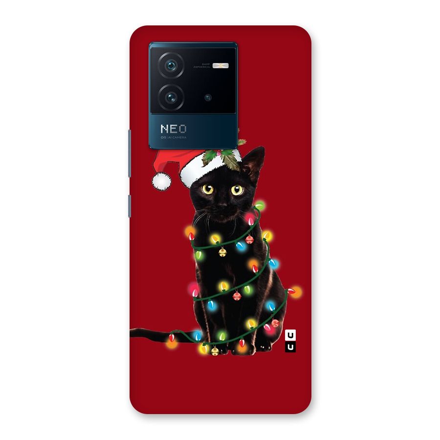Christmas Cap Cute Cat Back Case for Vivo iQOO Neo 6 5G