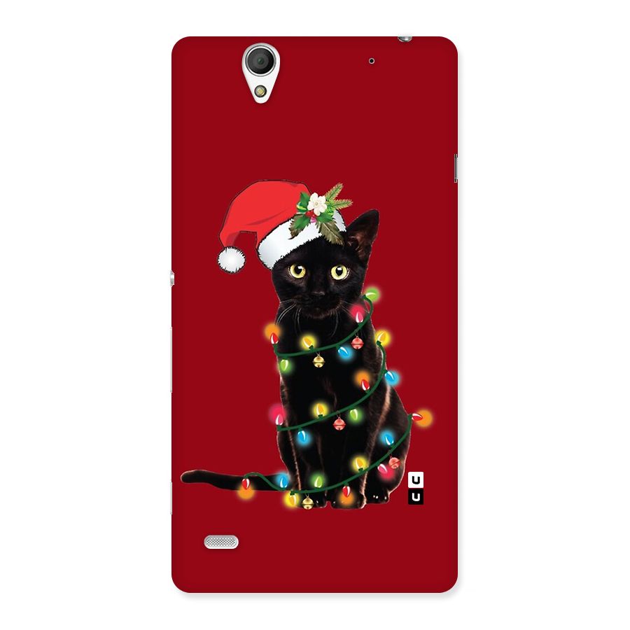 Christmas Cap Cute Cat Back Case for Xperia C4
