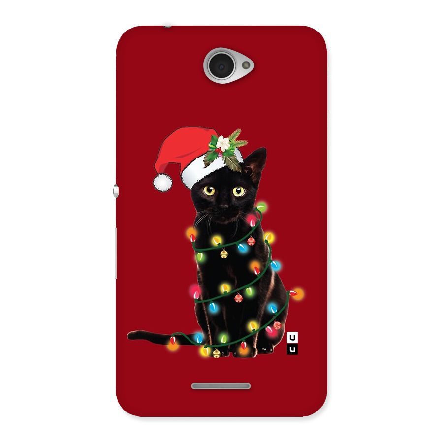 Christmas Cap Cute Cat Back Case for Xperia E4