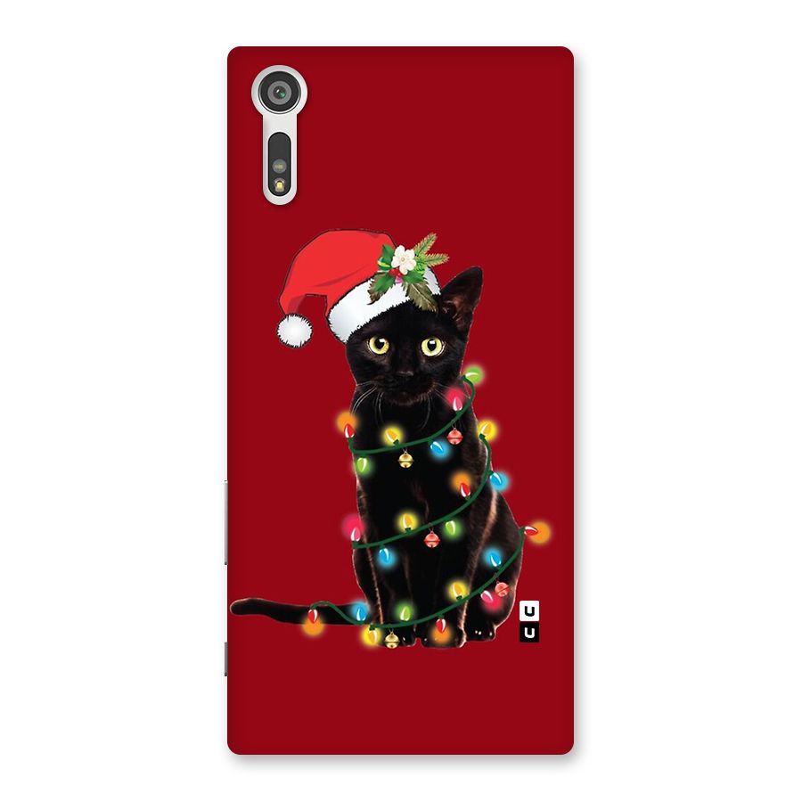 Christmas Cap Cute Cat Back Case for Xperia XZ