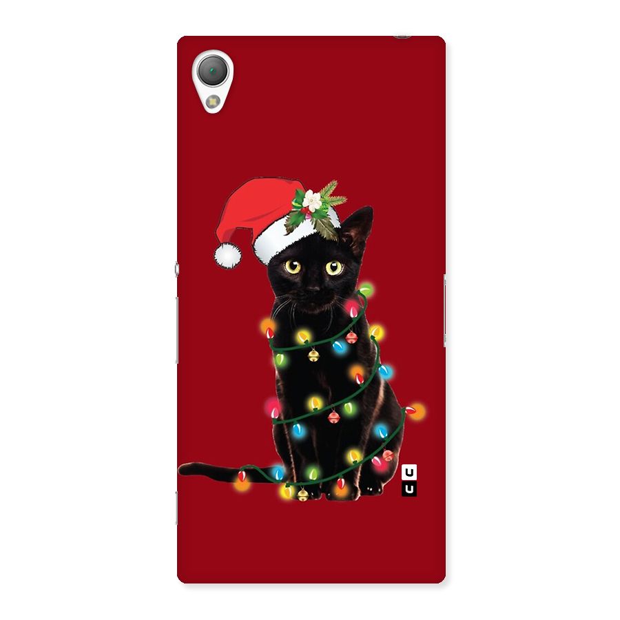 Christmas Cap Cute Cat Back Case for Xperia Z3