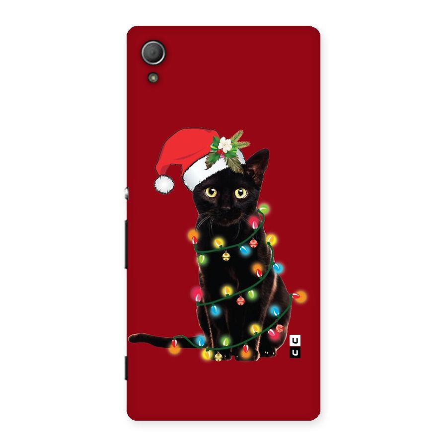 Christmas Cap Cute Cat Back Case for Xperia Z3 Plus