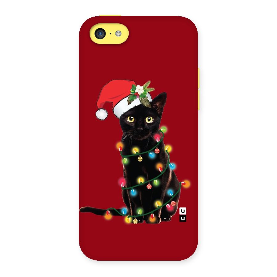 Christmas Cap Cute Cat Back Case for iPhone 5C