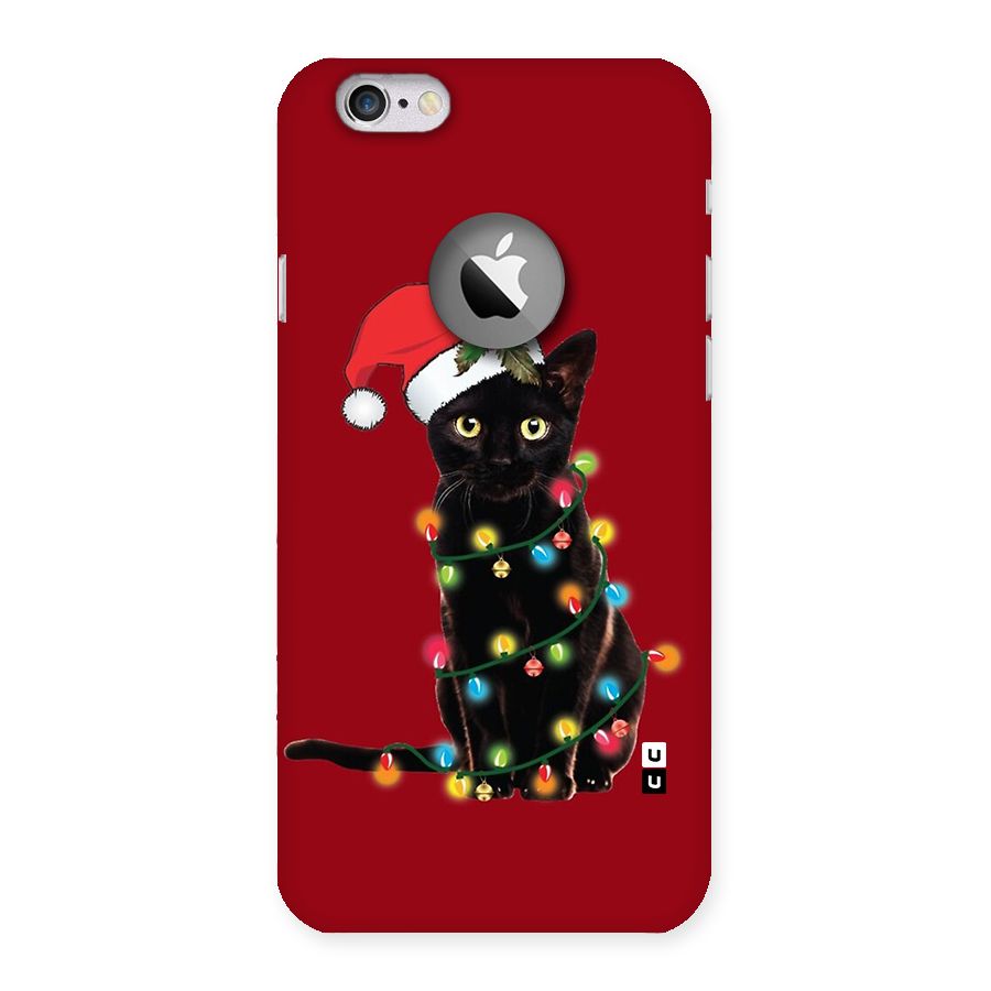 Christmas Cap Cute Cat Back Case for iPhone 6 Logo Cut