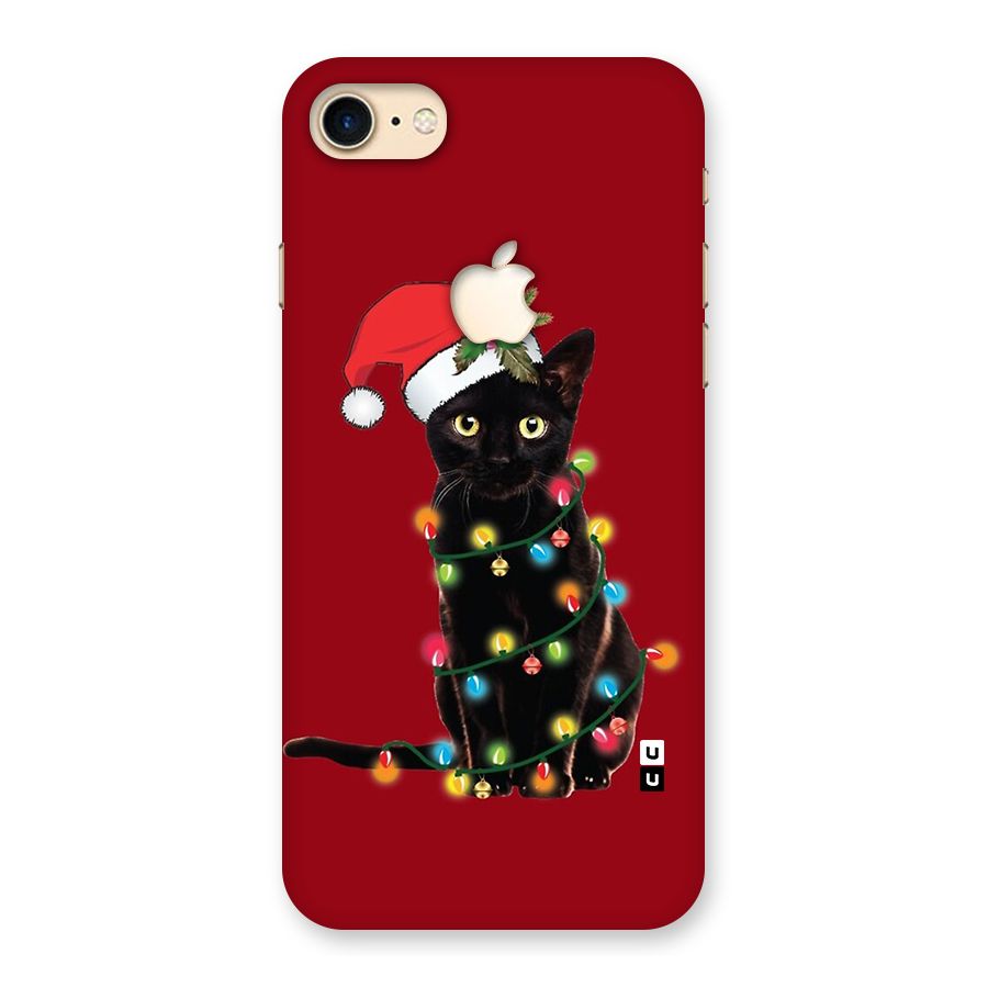 Christmas Cap Cute Cat Back Case for iPhone 7 Apple Cut