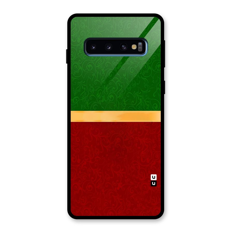 Christmas Colors Stripe Glass Back Case for Galaxy S10