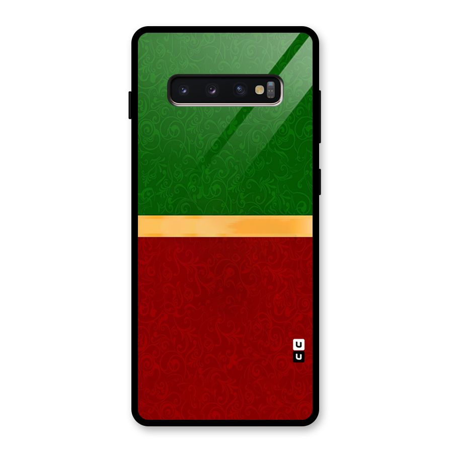 Christmas Colors Stripe Glass Back Case for Galaxy S10 Plus