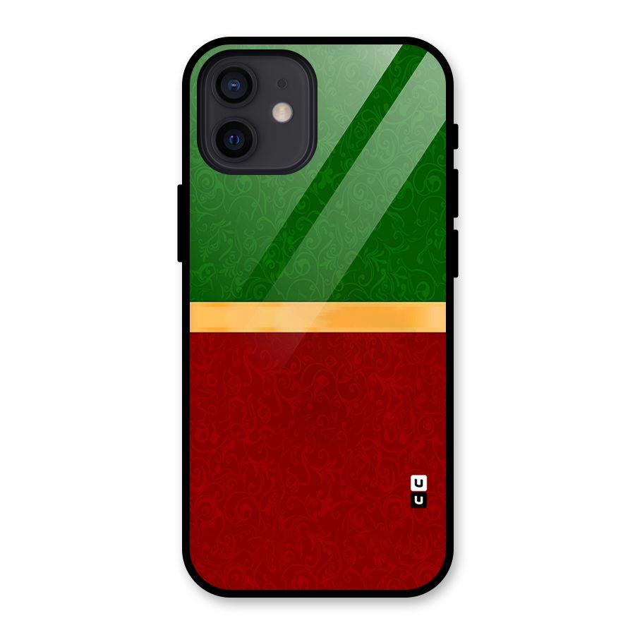 Christmas Colors Stripe Glass Back Case for iPhone 12