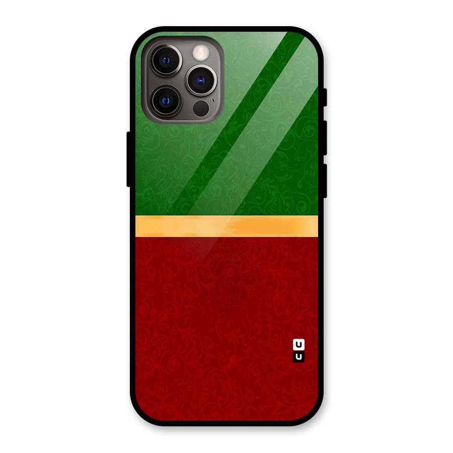 Christmas Colors Stripe Glass Back Case for iPhone 12 Pro