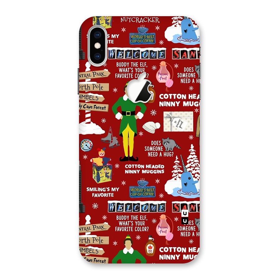 Christmas Cute Doodles Back Case for iPhone XS Max Apple Cut