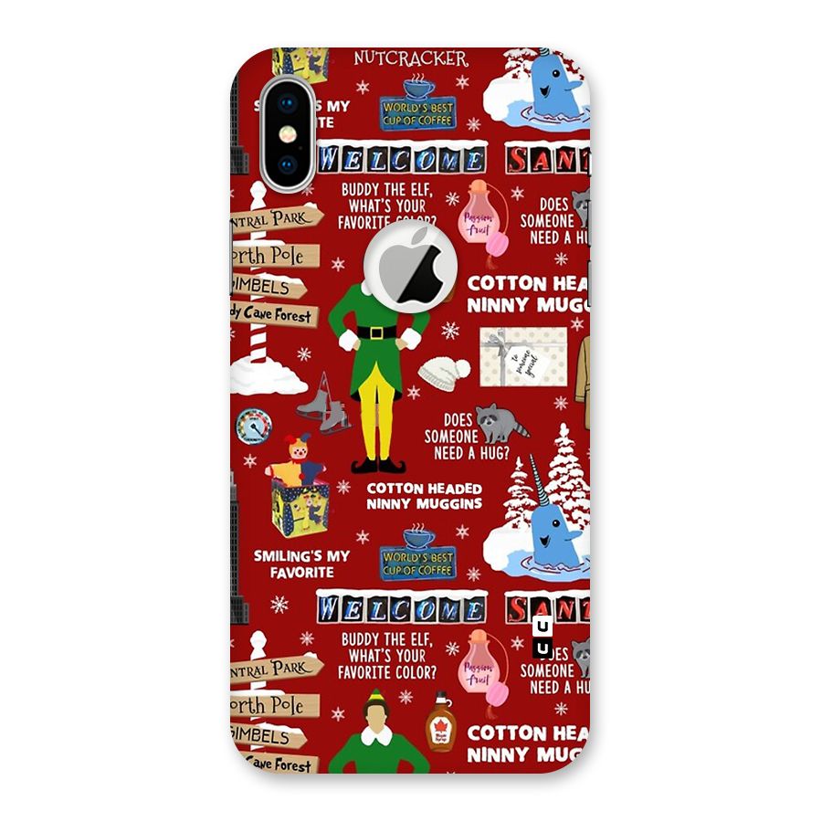 Christmas Cute Doodles Back Case for iPhone X Logo Cut