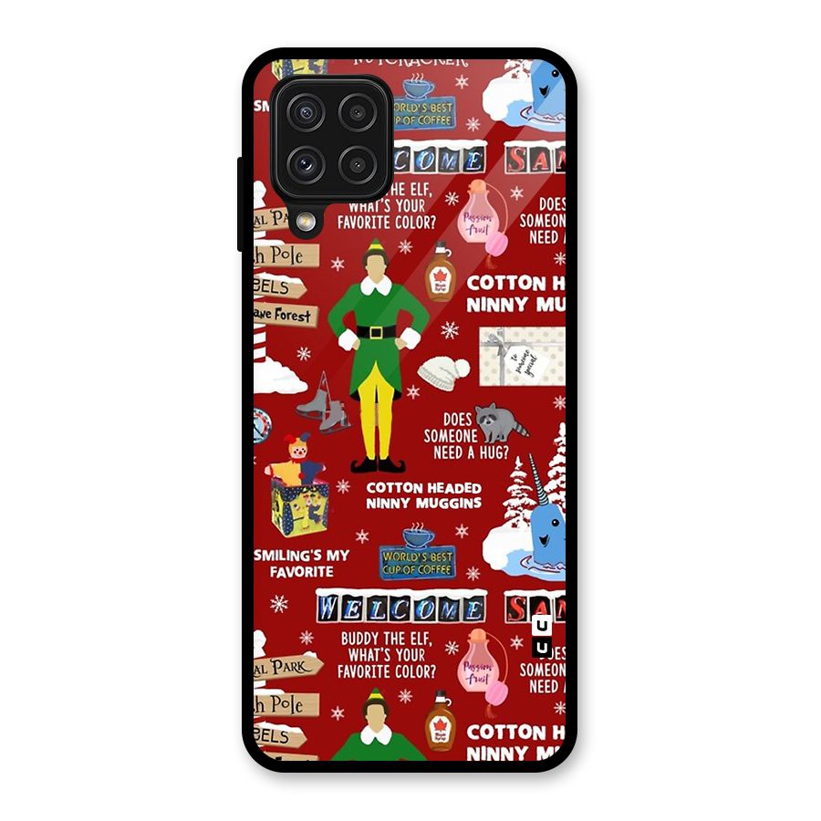 Christmas Cute Doodles Glass Back Case for Galaxy A22 4G