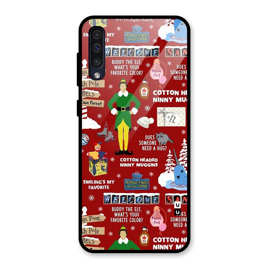 Christmas Cute Doodles Glass Back Case for Galaxy A30s