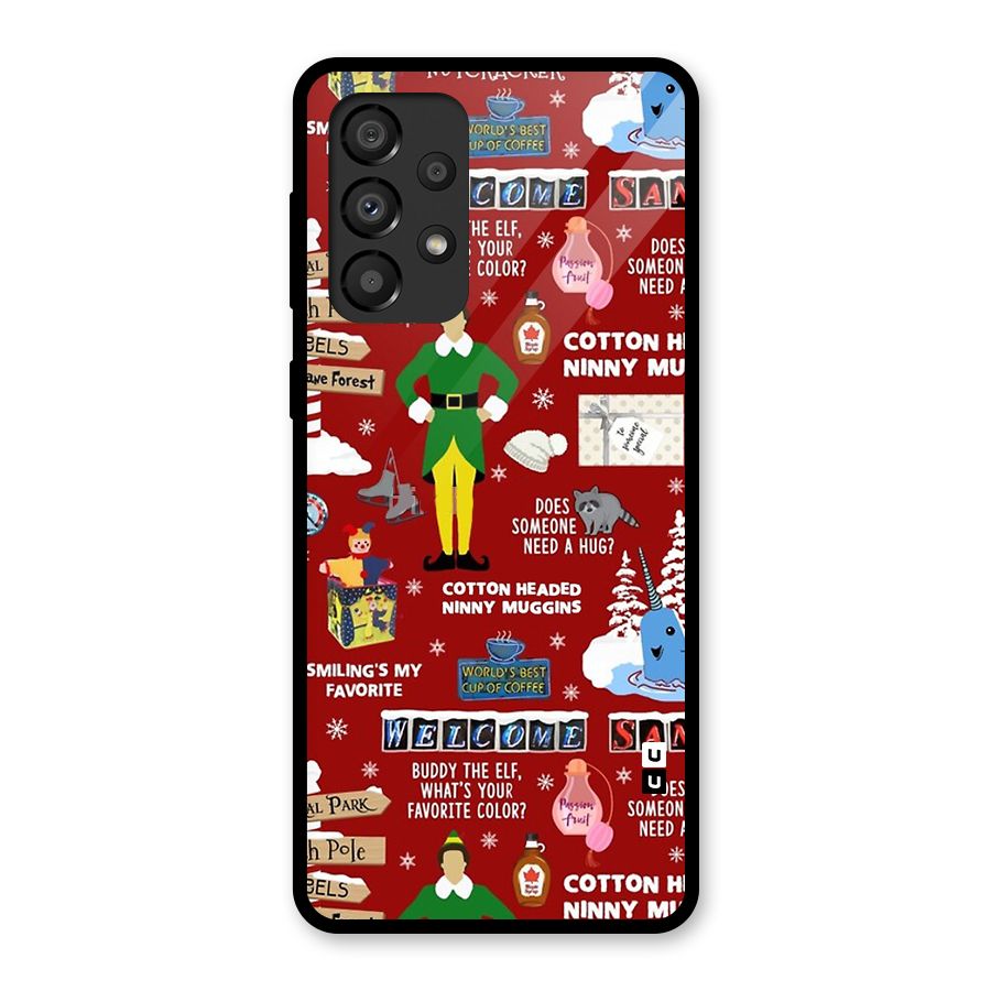 Christmas Cute Doodles Glass Back Case for Galaxy A33 5G