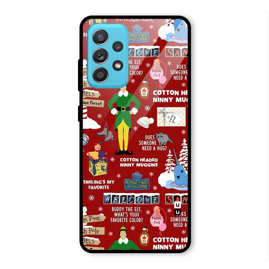 Christmas Cute Doodles Glass Back Case for Galaxy A52s 5G
